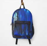 #Backpack - #Artsy sister pouring #painting abstract blue flames beautiful