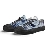 Metal Blue Wave SF_S62 Unisex Classic Low Top Canvas Shoes - Black