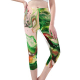 Green Goo D47 All-Over Print Capri Yoga Leggings