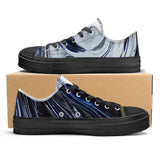 Metal Blue Wave SF_S62 Unisex Classic Low Top Canvas Shoes - Black