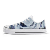Metal Blue Wave SF_S62 Unisex Classic Low Top Canvas Shoes - White