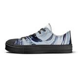 Metal Blue Wave SF_S62 Unisex Classic Low Top Canvas Shoes - Black