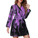 Purple Haze Cute Ladies Long Sleeve Belted Robe