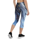 Metal Blue Wave Capri Leggings