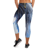 Metal Blue Wave Capri Leggings