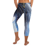 Metal Blue Wave Capri Leggings