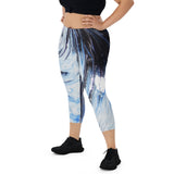 Metal Blue Wave Capri Leggings