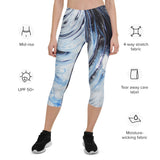 Metal Blue Wave Capri Leggings