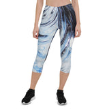 Metal Blue Wave Capri Leggings