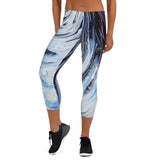 Metal Blue Wave Capri Leggings