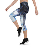 Metal Blue Wave Capri Leggings