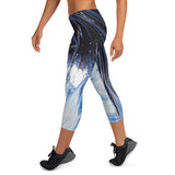 Metal Blue Wave Capri Leggings