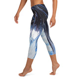 Metal Blue Wave Capri Leggings