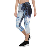 Metal Blue Wave Capri Leggings