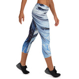 Metal Blue Wave Capri Leggings