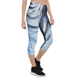 Metal Blue Wave Capri Leggings