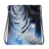 Metal Blue Wave Drawstring bag