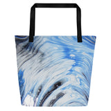 Metal Blue Wave All-Over Print Large Tote Bag