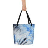 Metal Blue Wave All-Over Print Large Tote Bag