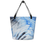 Metal Blue Wave All-Over Print Large Tote Bag