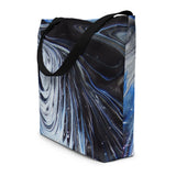 Metal Blue Wave All-Over Print Large Tote Bag