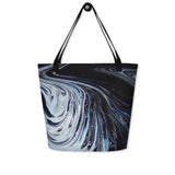 Metal Blue Wave All-Over Print Large Tote Bag