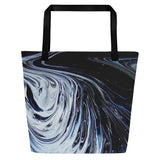 Metal Blue Wave All-Over Print Large Tote Bag