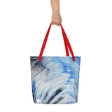 Metal Blue Wave All-Over Print Large Tote Bag