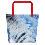 Metal Blue Wave All-Over Print Large Tote Bag