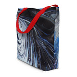 Metal Blue Wave All-Over Print Large Tote Bag