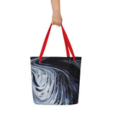 Metal Blue Wave All-Over Print Large Tote Bag