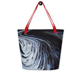 Metal Blue Wave All-Over Print Large Tote Bag
