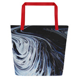 Metal Blue Wave All-Over Print Large Tote Bag