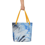 Metal Blue Wave All-Over Print Large Tote Bag