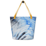 Metal Blue Wave All-Over Print Large Tote Bag