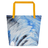 Metal Blue Wave All-Over Print Large Tote Bag