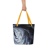 Metal Blue Wave All-Over Print Large Tote Bag