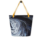 Metal Blue Wave All-Over Print Large Tote Bag