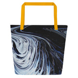 Metal Blue Wave All-Over Print Large Tote Bag