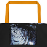 Metal Blue Wave All-Over Print Large Tote Bag