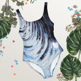 Metal Blue Wave One-Piece Swimsuit Bikini