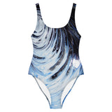 Metal Blue Wave One-Piece Swimsuit Bikini