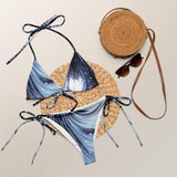 Metal Blue Wave All-over print recycled string bikini