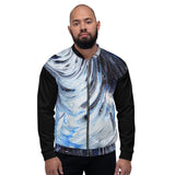 Metal Blue Wave Unisex Bomber Jacket