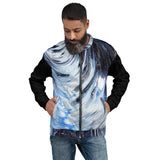 Metal Blue Wave Unisex Bomber Jacket