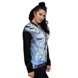 Metal Blue Wave Unisex Bomber Jacket