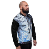 Metal Blue Wave Unisex Bomber Jacket