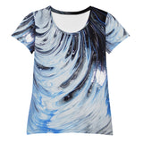 Metal Blue Wave All-Over Print Women's Athletic T-shirt