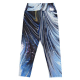 Metal Blue Wave Yoga Capri Leggings