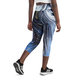 Metal Blue Wave Yoga Capri Leggings